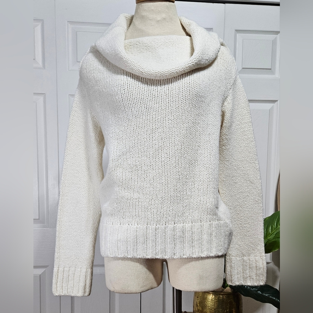 ANTHROPOLOGIE Realexed Cowl Neck Chunky Knit in Ivory Color NWT Size S Sweater!